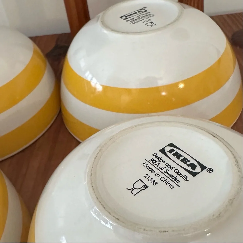 Set of 4 IKEA 2014 SKACK Yellow and White Serving Bowls  Vintage Retro - Picture 3 of 5